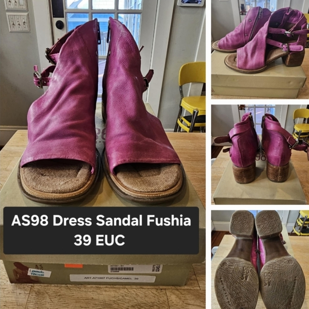 A.S. 98 Fuchsia Leather Sandals EU 39 EUC